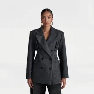 KBB by KAHLANA Women's 'The Corset Blazer' - Gray Herringbone M